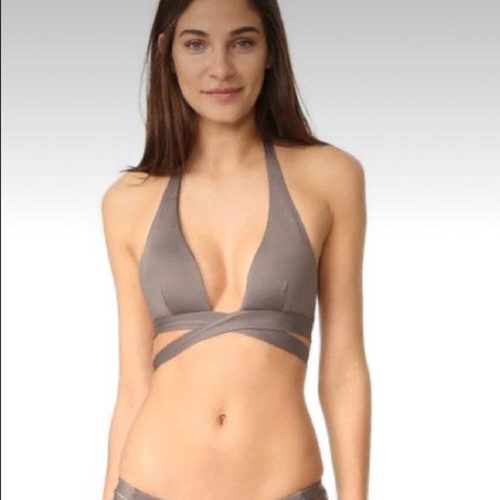 Vitamin A Size XS Sirena Wrap Bikini Top Taupe